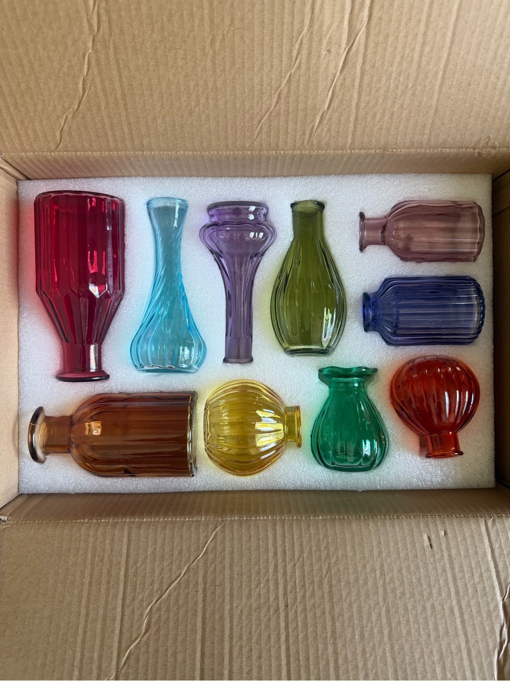 Colorful Glass Bud Vase Set of 12 Multicolored